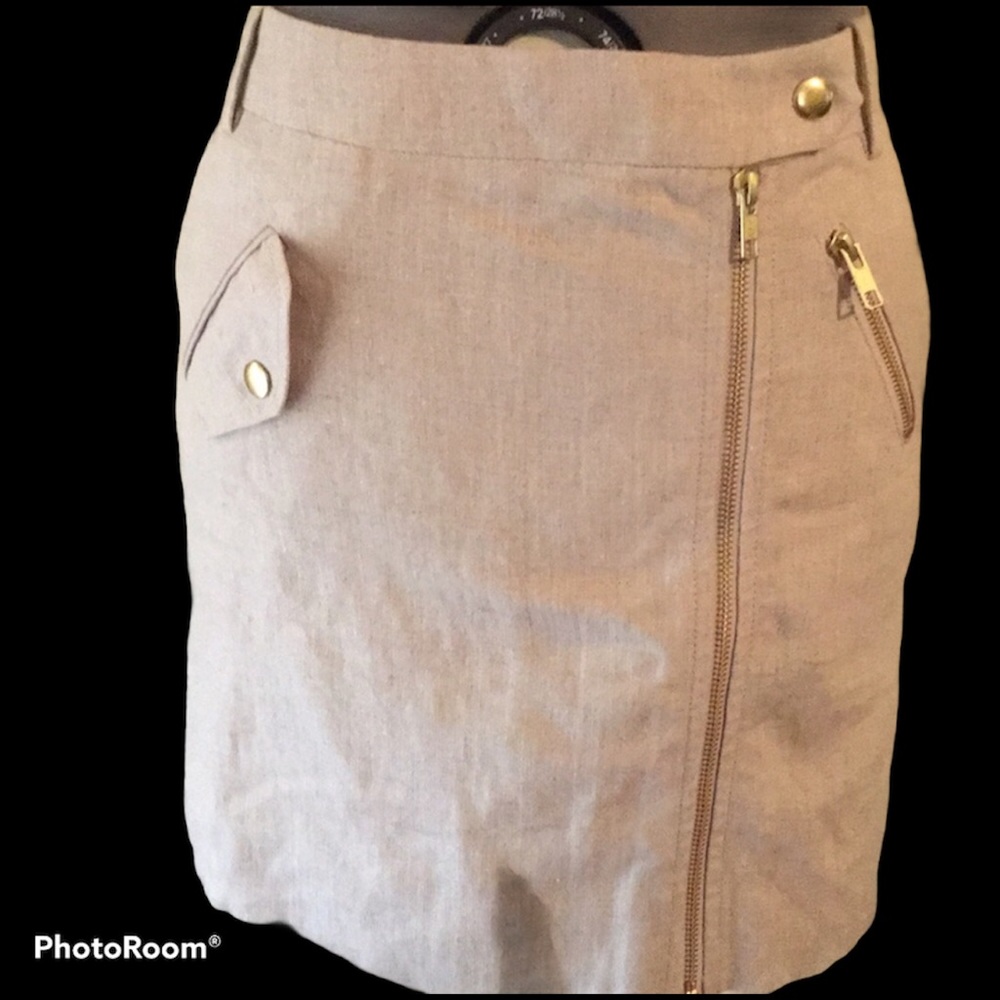J. Crew Skirt Linen Khaki zips Extra small 00